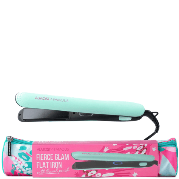 Almost Famous Fierce Glam Flat Iron with Travel Pouch Turquoise