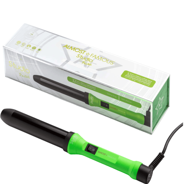 Almost Famous Studio Series 32mm Curling Wand with Gem Infused Barrel Green