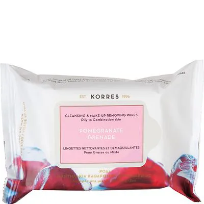 Korres Pomegranate Cleansing & Make Up Removing Wipes 25 Pc Wipes