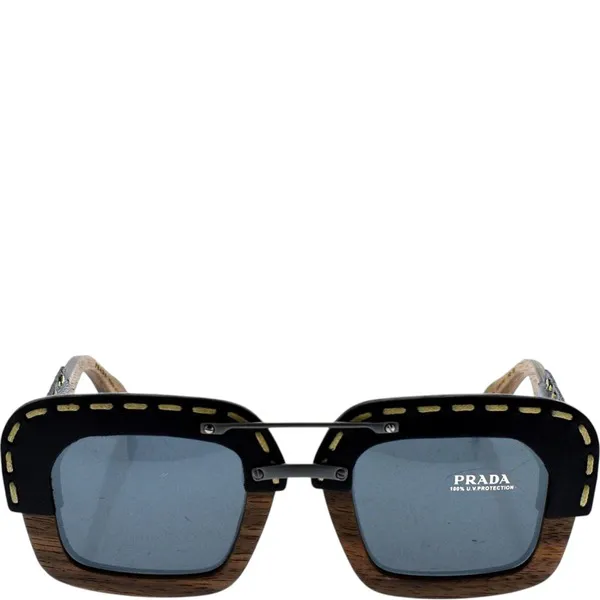 Prada SPR 26R UA6-1A1 Sunglasses Nut Canaletto Black Leather-Grey
