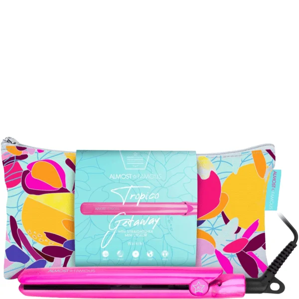 Almost Famous Tropico Getaway 0.5 Flat Iron with Travel Bag Pink
