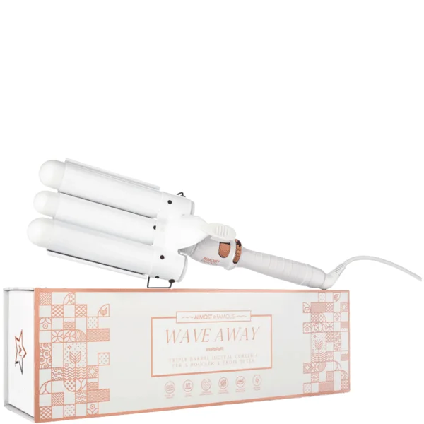 Almost Famous Wave Away Triple Barrel Curler with Tourmaline Ceramic Barrels White